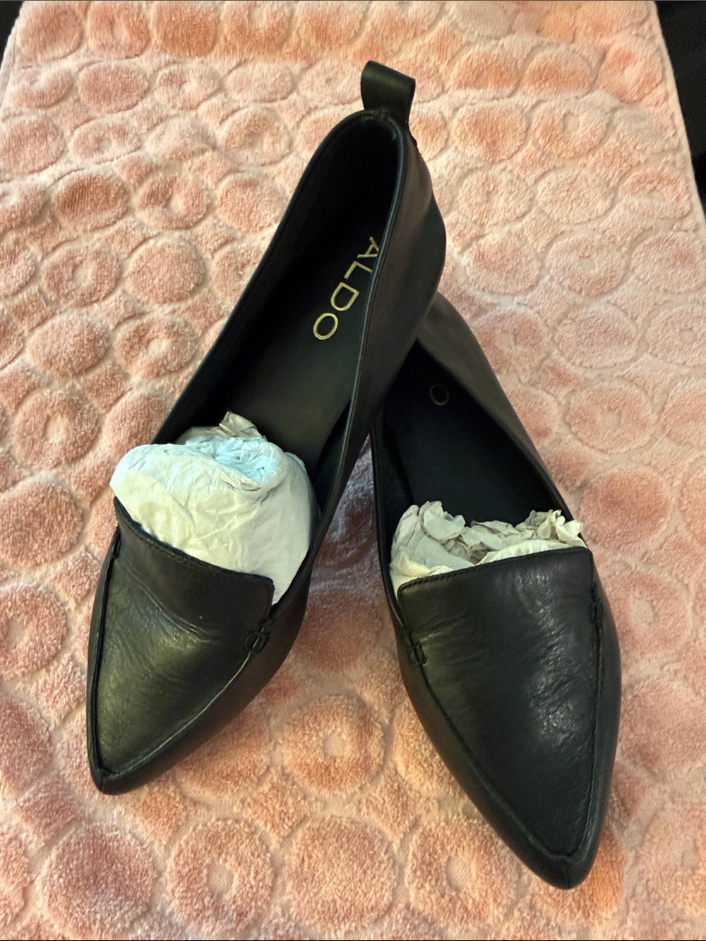 ALDO Black Pointed Toe Leather Loafers